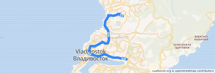 Mapa del recorrido Автобус 17Л: Карбышева - Луговая de la línea  en ウラジオストク管区.