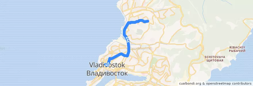 Mapa del recorrido Автобус 17Т: Семёновская - Тухачевского de la línea  en Владивостокский городской округ.
