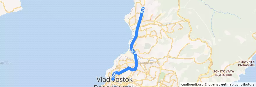 Mapa del recorrido Автобус 41: Фабрика "Заря" - Семёновская de la línea  en Владивостокский городской округ.