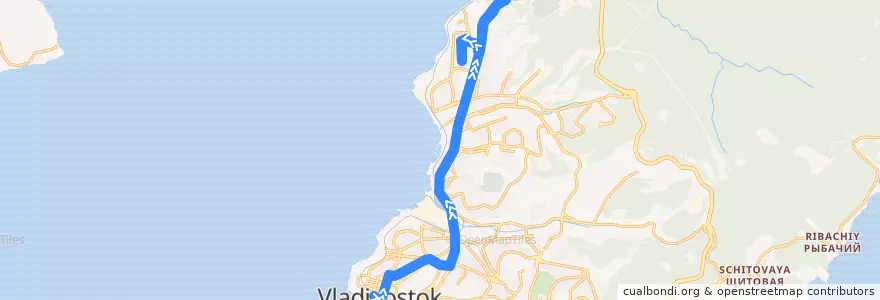 Mapa del recorrido Автобус 41: Семёновская - Фабрика "Заря" de la línea  en Stadtkreis Wladiwostok.