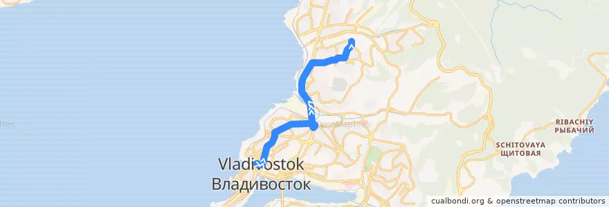 Mapa del recorrido Автобус 12: Семёновская - Героев Варяга de la línea  en Владивостокский городской округ.