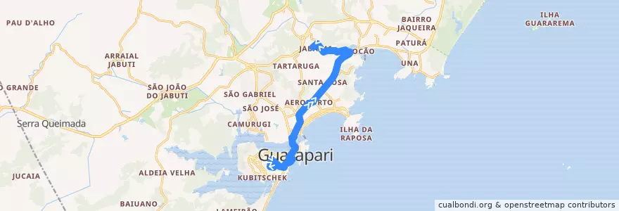 Mapa del recorrido 011 Ipiranga x Jabaraí via Ewerson de A Sodré de la línea  en Guarapari.