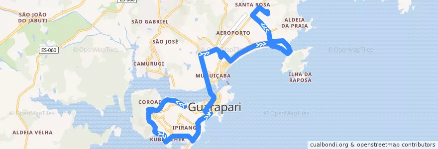 Mapa del recorrido 018 Centro x Praia do Morro via SESC via Orla Marítima de la línea  en Guarapari.