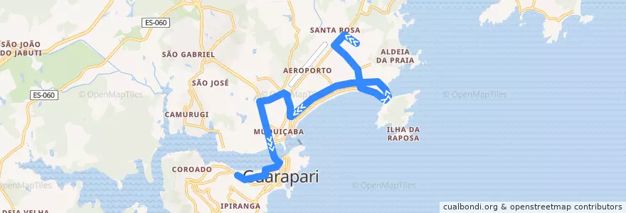 Mapa del recorrido 018 Centro x Praia do Morro via SESC via Orla Marítima) de la línea  en Guarapari.