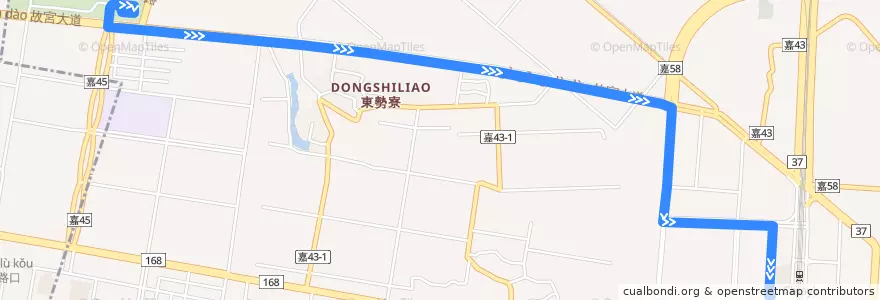 Mapa del recorrido 黃9(返程_延駛故宮南院) de la línea  en 太保市.