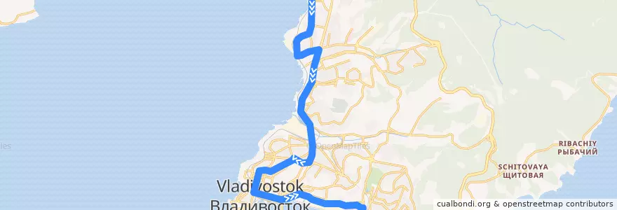 Mapa del recorrido Автобус 23Л: Больница ДВНЦ - Луговая de la línea  en Владивостокский городской округ.