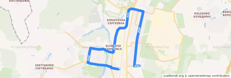 Mapa del recorrido Дубки – Станция Гривно de la línea  en городской округ Подольск.