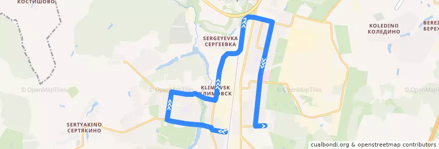 Mapa del recorrido Станция Гривно – Дубки de la línea  en Podolsk Urban Okrug.