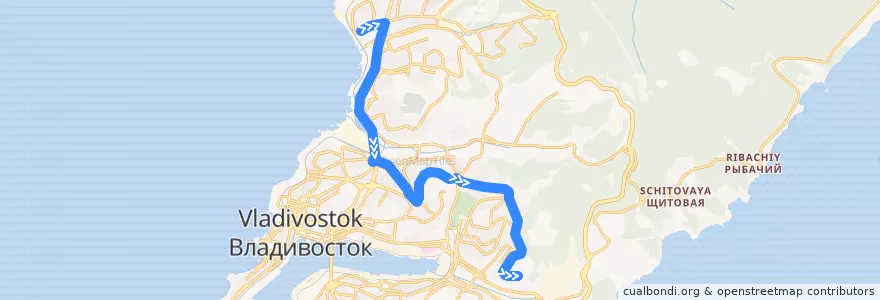 Mapa del recorrido Автобус 97: Автовокзал - Нейбута de la línea  en Stadtkreis Wladiwostok.