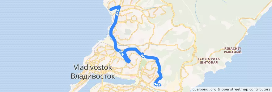 Mapa del recorrido Автобус 97: Нейбута - Автовокзал de la línea  en Владивостокский городской округ.