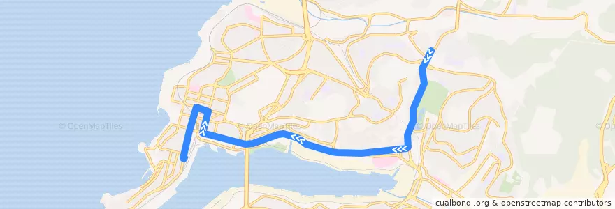 Mapa del recorrido Автобус 99: Сельская - Ж/д вокзал de la línea  en 海参崴城区.