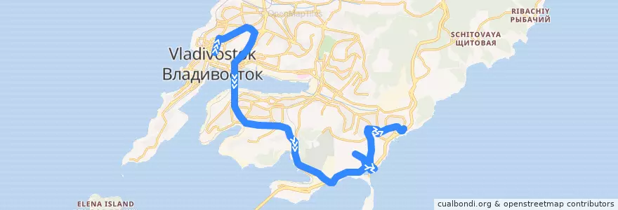 Mapa del recorrido Автобус 79: ТЦ "Изумруд" - Добровольского de la línea  en Владивостокский городской округ.