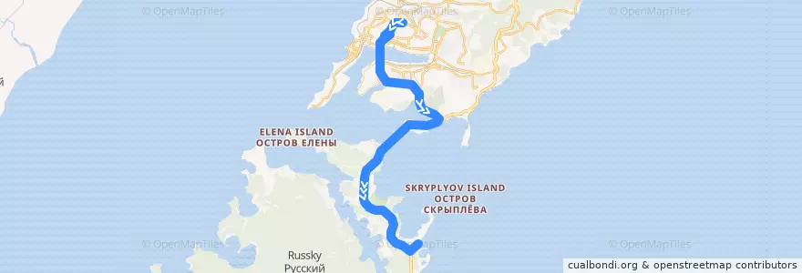 Mapa del recorrido Автобус 75: ТД "Тихоокеанский" - Приморский океанариум de la línea  en 海参崴城区.