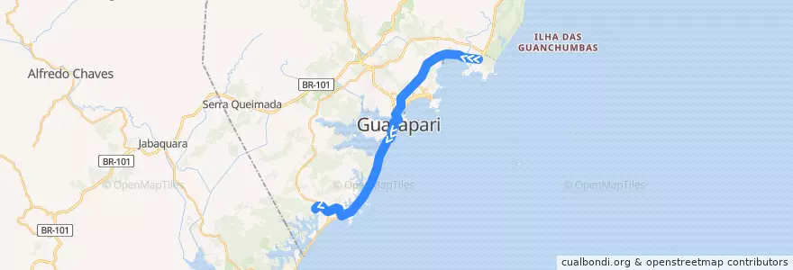 Mapa del recorrido 058 Trevo de Setiba x Meaípe de la línea  en Guarapari.