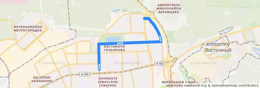 Mapa del recorrido Автобус 627к: Метро «Щёлковская» => Камчатская улица de la línea  en Восточный административный округ.