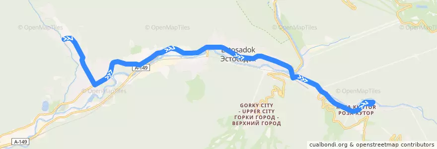 Mapa del recorrido Красная Поляна - Роза Хутор de la línea  en городской округ Сочи.
