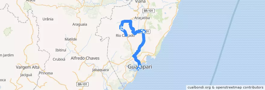 Mapa del recorrido 049 Praça Vitória x Rio Calçado via BR-101 de la línea  en Guarapari.