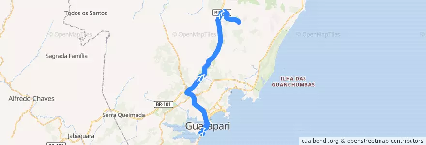 Mapa del recorrido 048 Praça Vitória x Amarelos de la línea  en Guarapari.