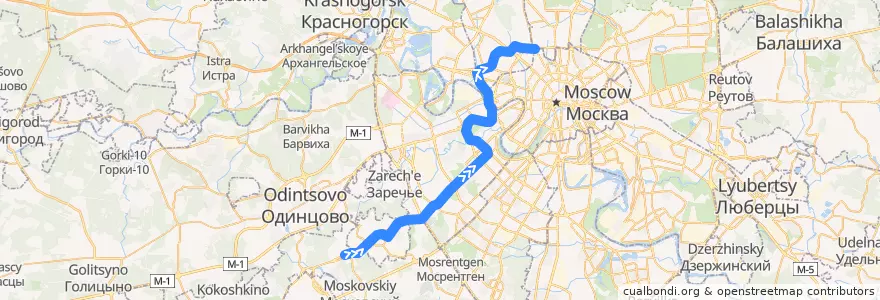 Mapa del recorrido Солнцевская линия: Рассказовка => Савёловская de la línea  en Moskou.