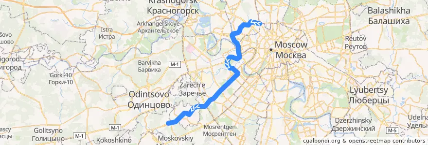 Mapa del recorrido Солнцевская линия: Петровский парк => Рассказовка de la línea  en Москва.