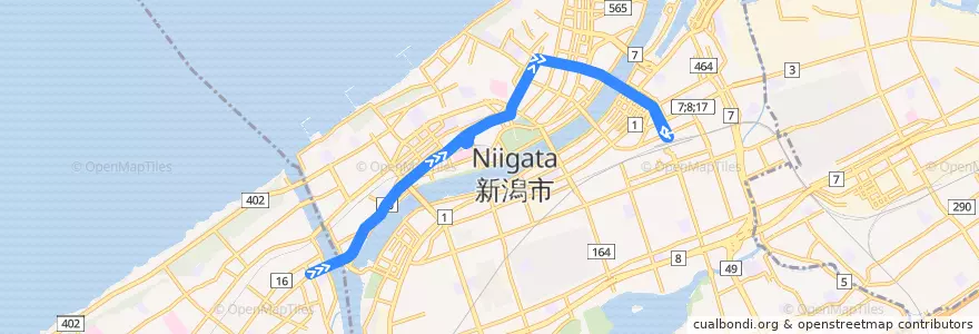 Mapa del recorrido BRT萬代橋ライン de la línea  en 中央区.