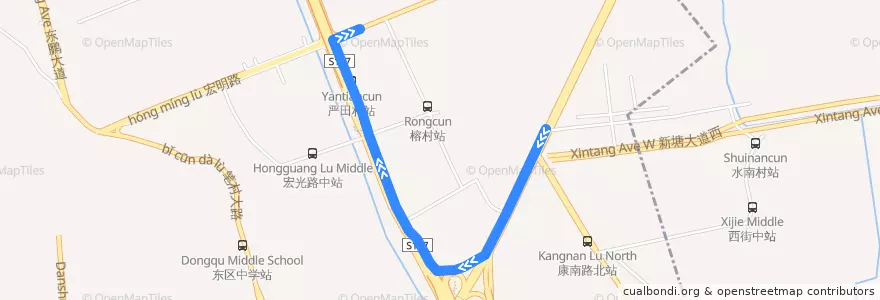 Mapa del recorrido 331路[水南村(文体中心)总站-沧联总站] de la línea  en Huangpu District.