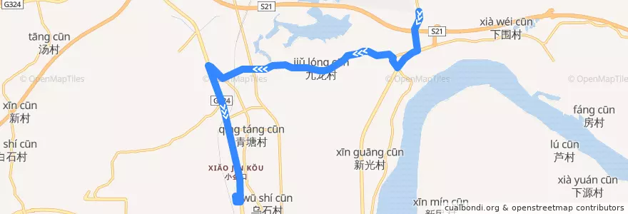 Mapa del recorrido 惠州公交51路（雅居乐正门 → 火车站） de la línea  en 惠城区 (Huicheng).