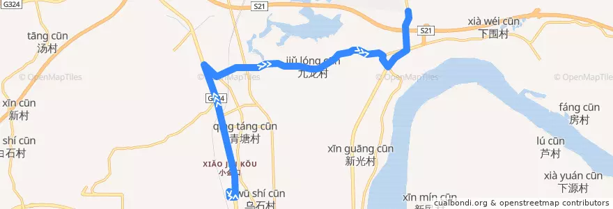 Mapa del recorrido 惠州公交51路（火车站 → 雅居乐正门） de la línea  en 惠城区 (Huicheng).