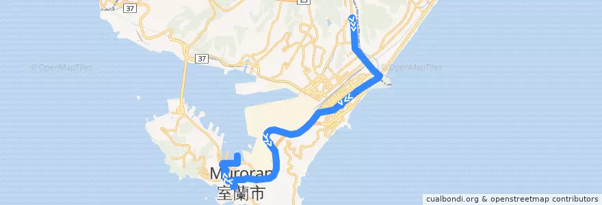 Mapa del recorrido フェリー・工大・ろう学校線 de la línea  en Муроран.