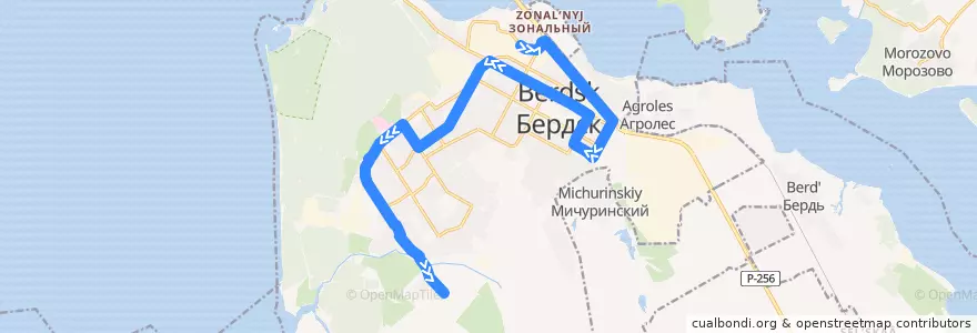 Mapa del recorrido Автобус 7: микрорайон Северный – поселок Боровой de la línea  en городской округ Бердск.