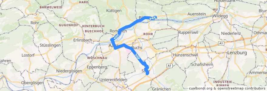 Mapa del recorrido Bus 4: Biberstein => Suhr de la línea  en Bezirk Aarau.