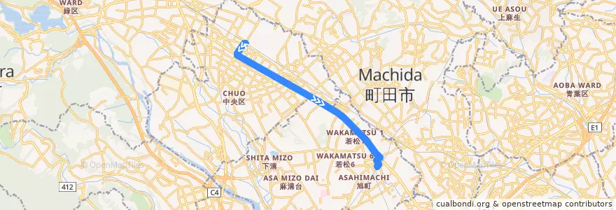 Mapa del recorrido 相模原02系統　相模原駅南口 => 相模大野駅北口 de la línea  en 相模原市.