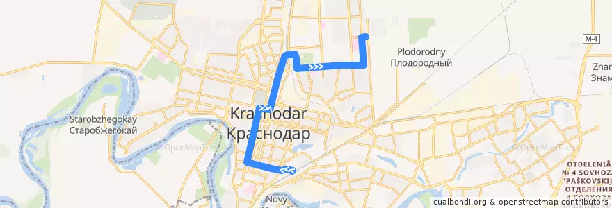 Mapa del recorrido Троллейбус №31: ж/д вокзал Краснодар-1 - ККБ de la línea  en городской округ Краснодар.