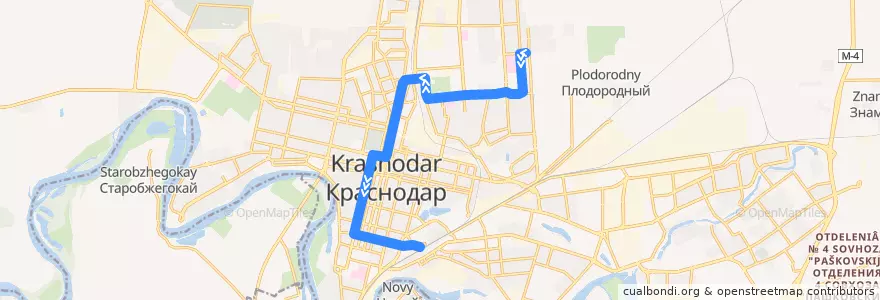 Mapa del recorrido Троллейбус №31: ККБ — ж/д вокзал Краснодар-1 de la línea  en городской округ Краснодар.