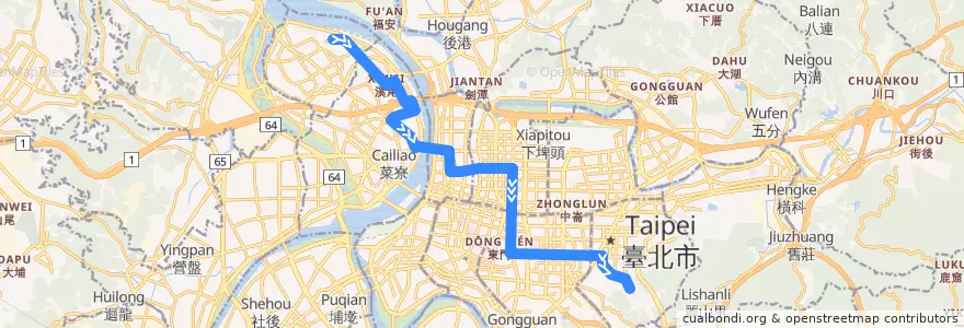 Mapa del recorrido 臺北市 226 三重-吳興街 (往吳興街) de la línea  en Nouveau Taipei.