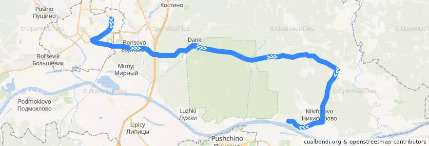 Mapa del recorrido Автобус 41: Вокзал - Зиброво de la línea  en городской округ Серпухов.
