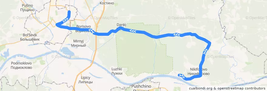 Mapa del recorrido Автобус 41: Зиброво - Вокзал de la línea  en городской округ Серпухов.