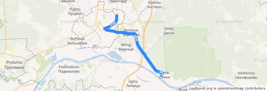Mapa del recorrido Автобус 47: Лужки - Вокзал de la línea  en городской округ Серпухов.