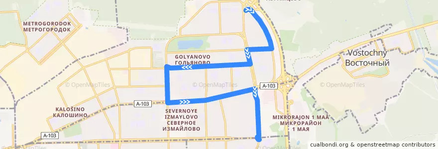 Mapa del recorrido Автобус 68: Камчатская улица => Площадь Соловецких Юнг de la línea  en Восточный административный округ.