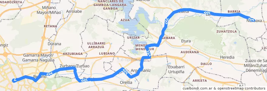 Mapa del recorrido A4 Narbaiza → Vitoria-Gasteiz de la línea  en Araba/Álava.