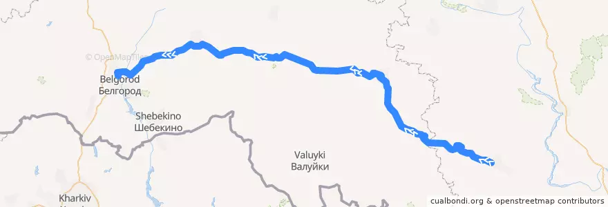 Mapa del recorrido Россошь - Белгород de la línea  en Белгородская область.