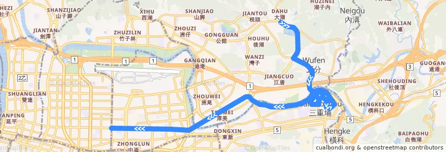 Mapa del recorrido 臺北市 棕10 捷運大湖公園站-南京復興路口 (往南京復興路口) de la línea  en 臺北市.