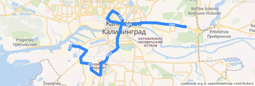 Mapa del recorrido Автобус 49: Завод Янтарь — Автоцентр Тойота de la línea  en городской округ Калининград.