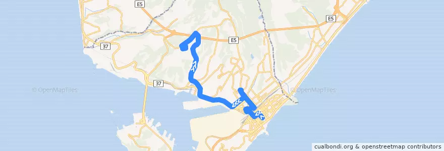 Mapa del recorrido すずかけ線 de la línea  en Muroran.