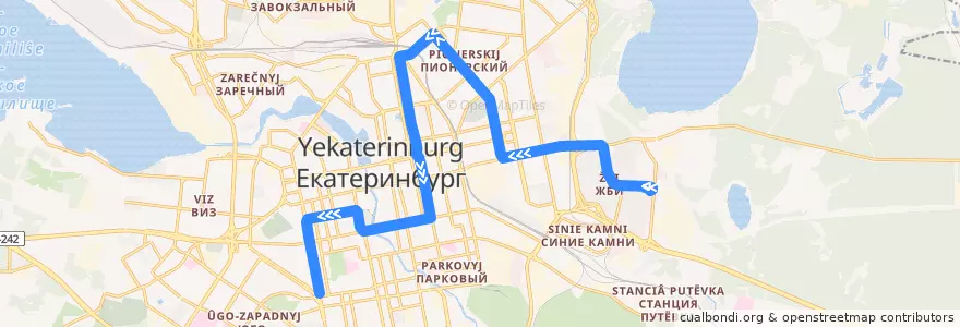 Mapa del recorrido Трамвай 32. 40 лет ВЛКСМ - Дворец спорта de la línea  en городской округ Екатеринбург.