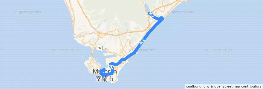 Mapa del recorrido フェリー資料館線 de la línea  en Iburi Subprefecture.