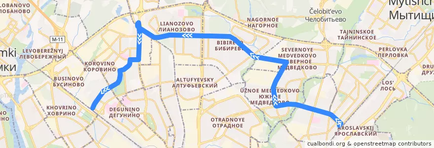 Mapa del recorrido Автобус 928: Станция Лосиноостровская => Станция Ховрино de la línea  en Moscow.