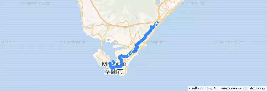 Mapa del recorrido 千代の台線 de la línea  en 胆振総合振興局.