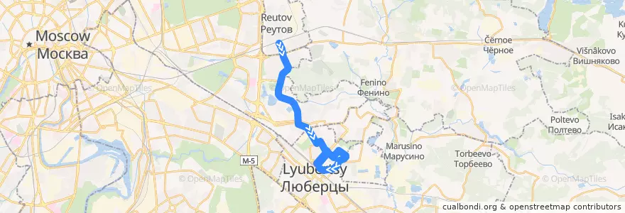 Mapa del recorrido Автобус 1064: станция Реутово – станция Люберцы de la línea  en Центральный федеральный округ.