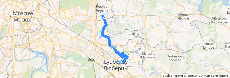 Mapa del recorrido Автобус 1064: станция Люберцы – станция Реутово de la línea  en Центральный федеральный округ.